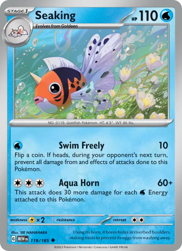 Seaking Uncommon Pokemon card #119 from 151