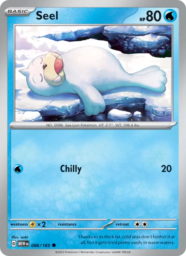 Seel Common Pokemon card #086 from 151