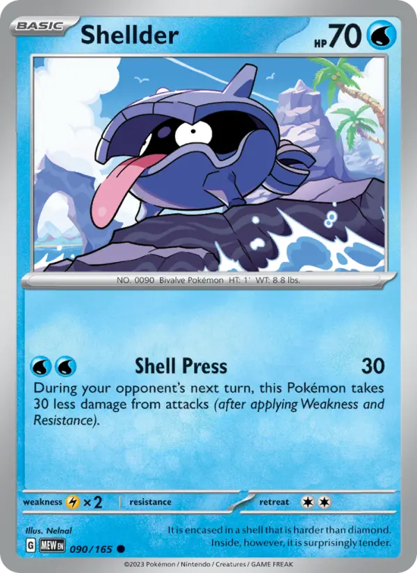 Shellder Common Pokemon card #090 from 151