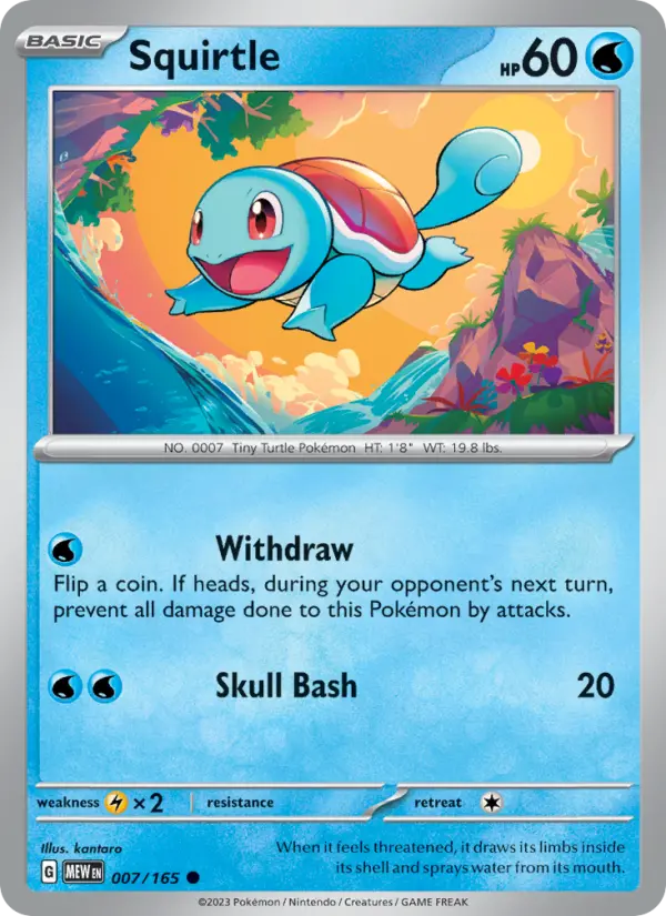 Squirtle Common Pokemon card #007 from 151