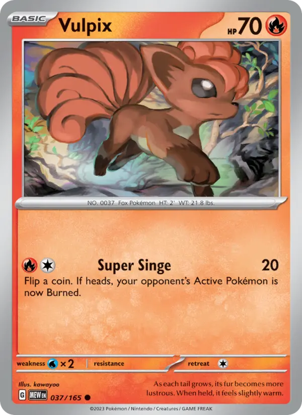 Vulpix Common Pokemon card #037 from 151