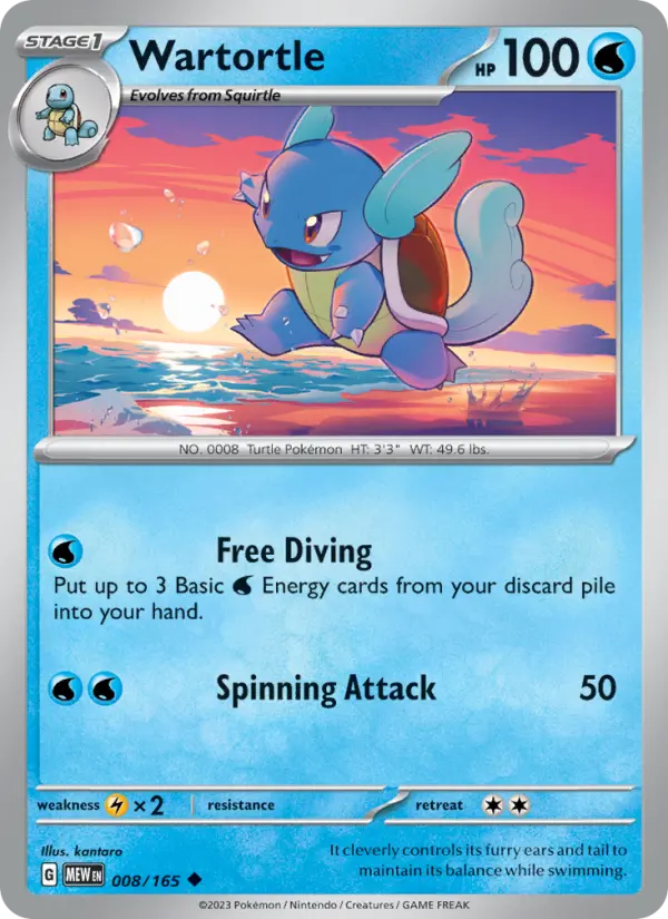 Wartortle Uncommon Pokemon card #008 from 151