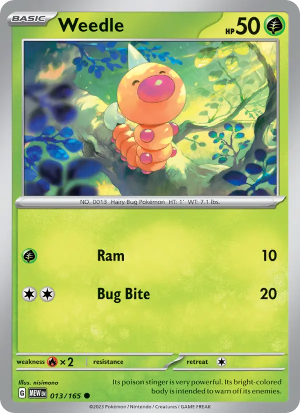 Weedle Common Pokemon card #013 from 151