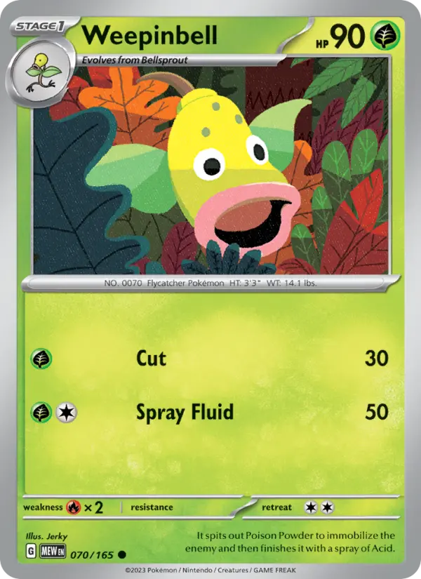 Weepinbell Common Pokemon card #070 from 151