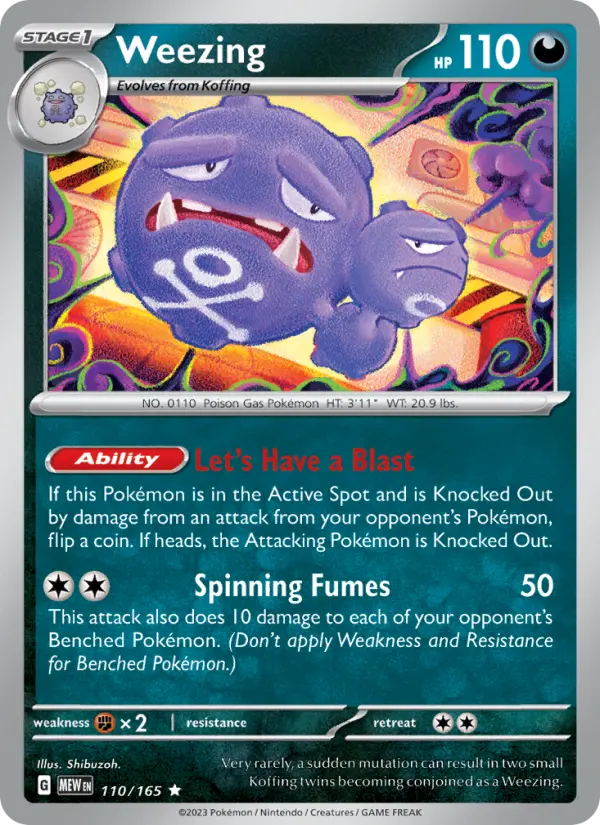 Weezing Rare Pokemon card #110 from 151