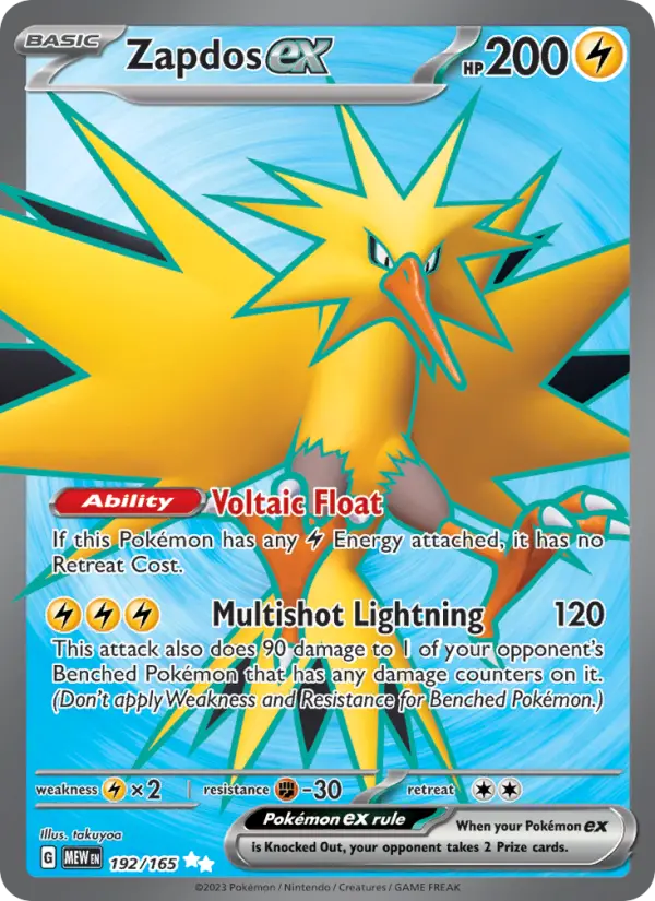 Zapdos ex Ultra Rare Pokemon card #192 from 151