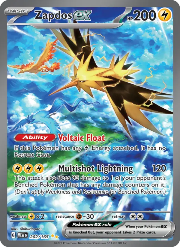 Zapdos ex Special illustration rare Pokemon card #202 from 151