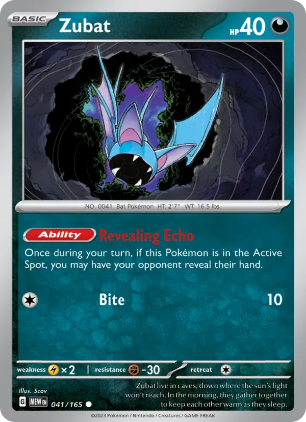 Zubat Common Pokemon card #041 from 151