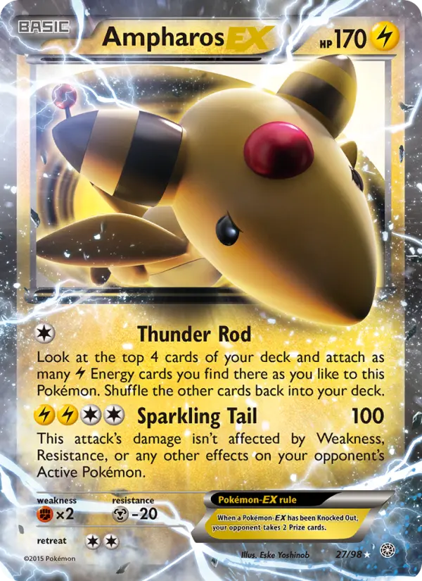 Ampharos EX Ultra Rare Pokemon card #27 from Ancient Origins