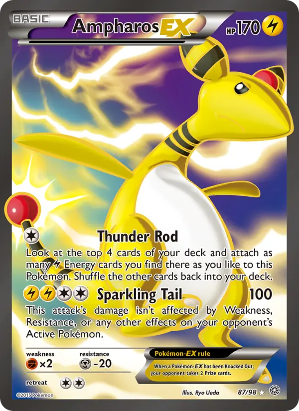 Ampharos EX Ultra Rare Pokemon card #87 from Ancient Origins