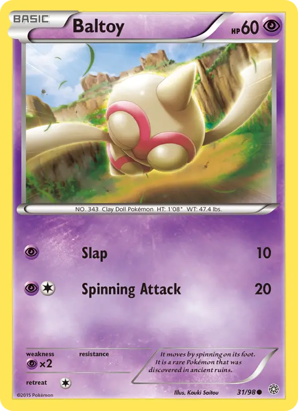 Baltoy Common Pokemon card #31 from Ancient Origins