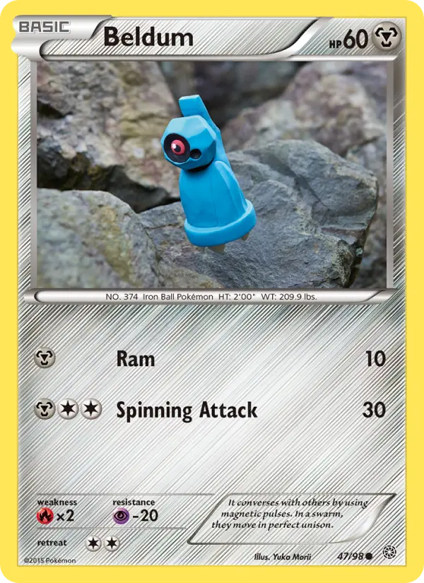 Beldum Common Pokemon card #47 from Ancient Origins