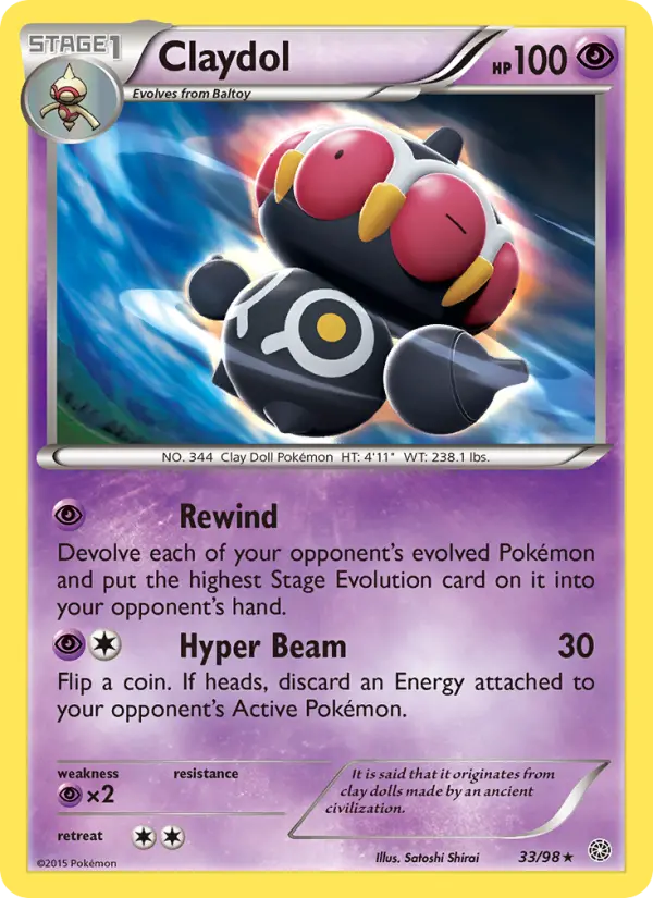 Claydol Rare Pokemon card #33 from Ancient Origins