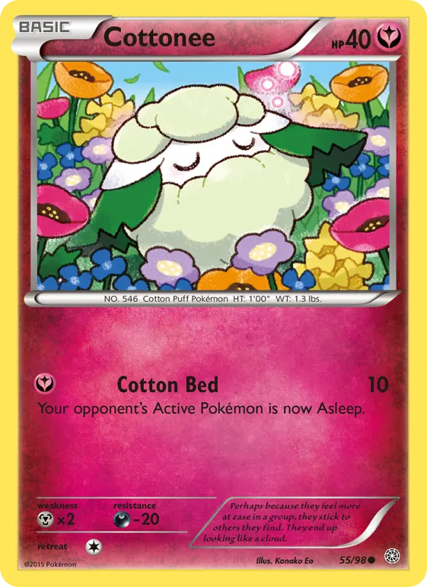 Cottonee Common Pokemon card #55 from Ancient Origins