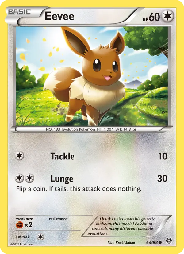 Eevee Common Pokemon card #63 from Ancient Origins
