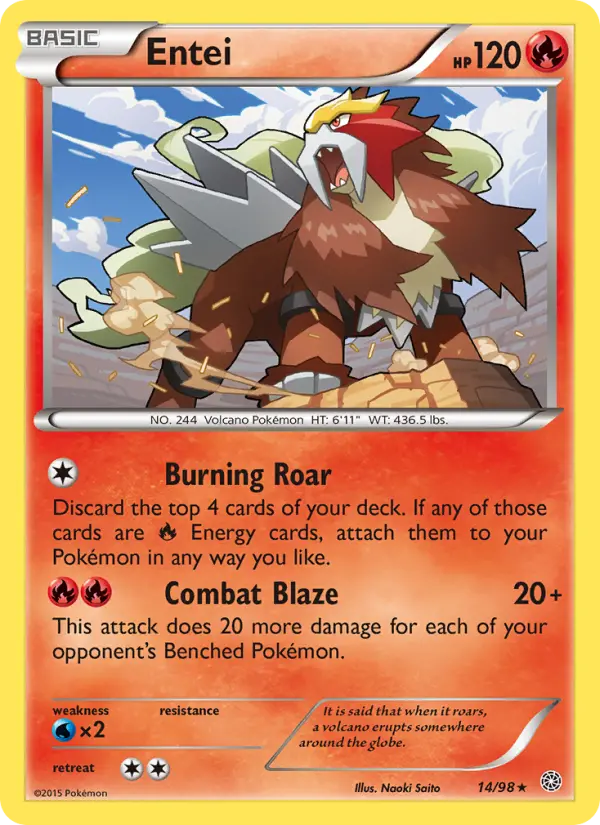 Entei Rare Pokemon card #14 from Ancient Origins