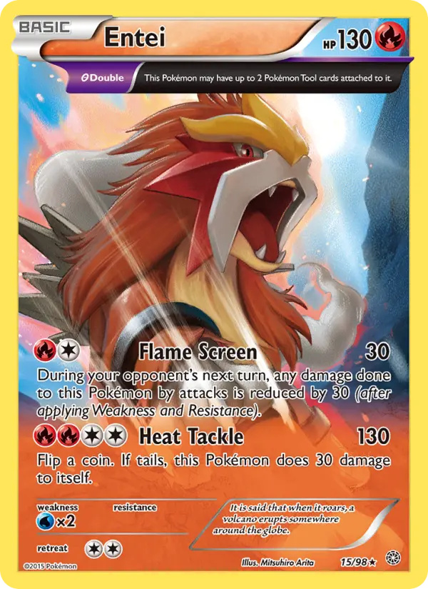 Entei Rare Pokemon card #15 from Ancient Origins