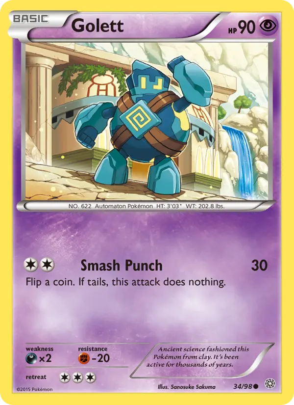 Golett Common Pokemon card #34 from Ancient Origins