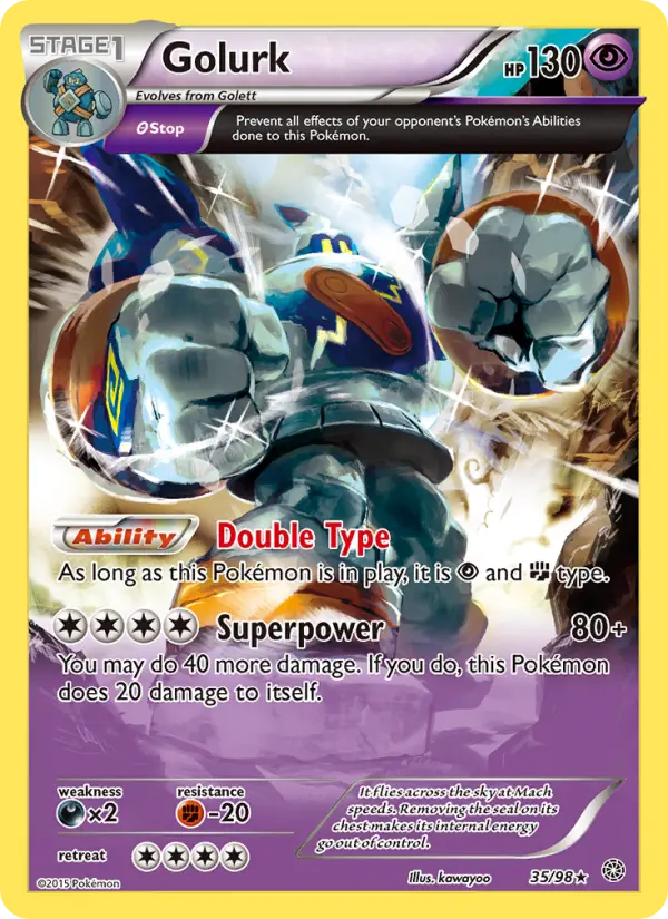 Golurk Rare Pokemon card #35 from Ancient Origins