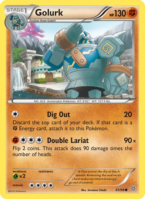 Golurk Common Pokemon card #41 from Ancient Origins