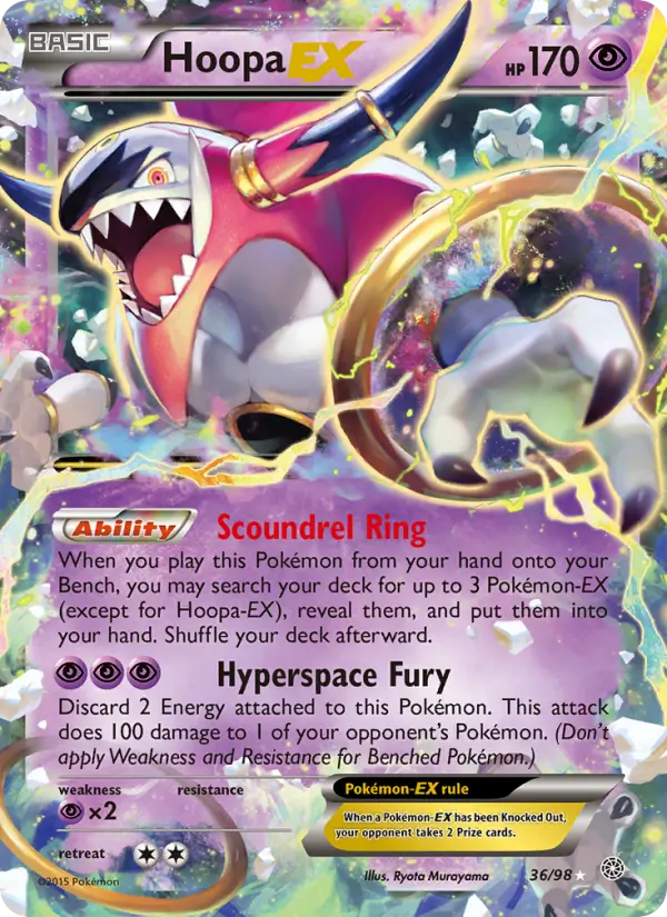 Hoopa EX Ultra Rare Pokemon card #36 from Ancient Origins