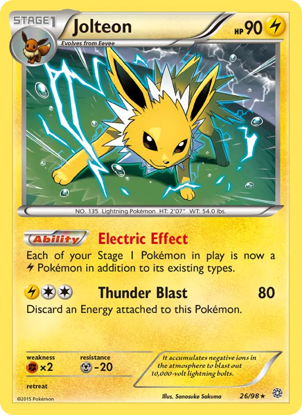 Jolteon Rare Pokemon card #26 from Ancient Origins