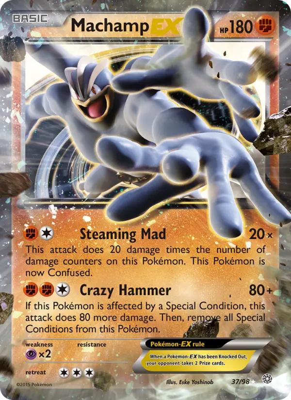 Machamp EX Ultra Rare Pokemon card #37 from Ancient Origins