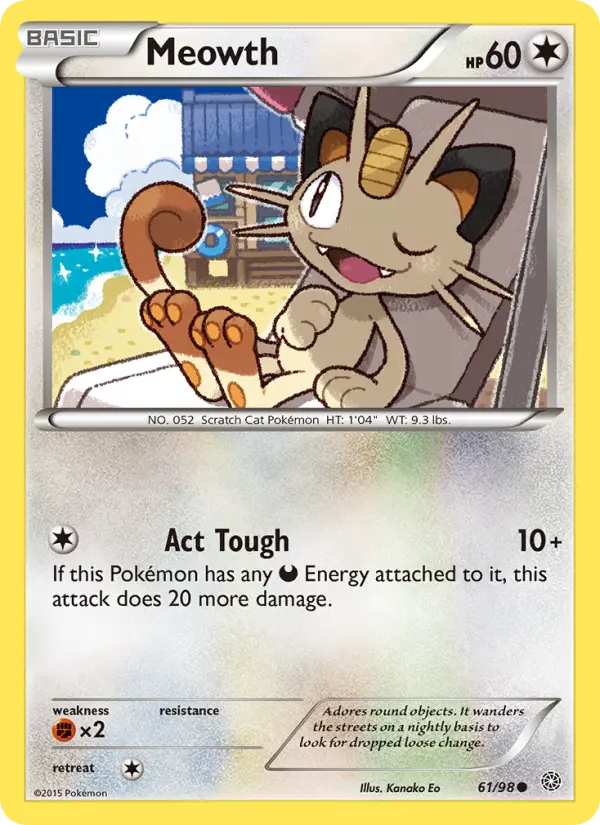 Meowth Common Pokemon card #61 from Ancient Origins