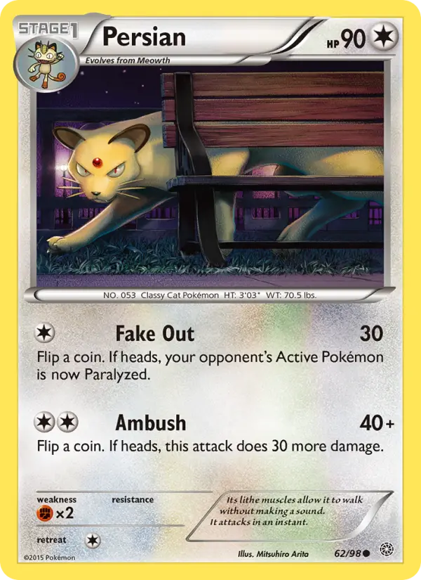 Persian Common Pokemon card #62 from Ancient Origins