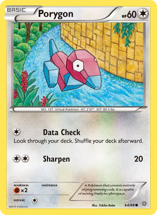Porygon Common Pokemon card #64 from Ancient Origins