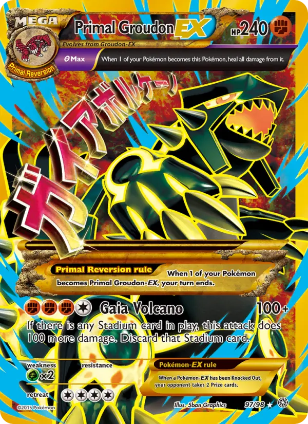 Primal Groudon EX Secret Rare Pokemon card #97 from Ancient Origins