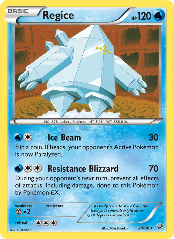 Regice Rare Pokemon card #24 from Ancient Origins