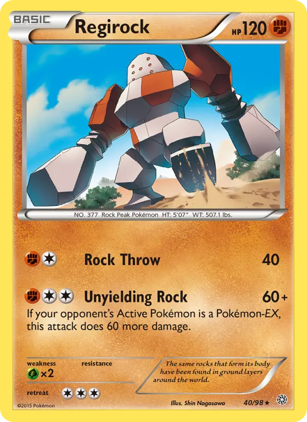 Regirock Rare Pokemon card #40 from Ancient Origins