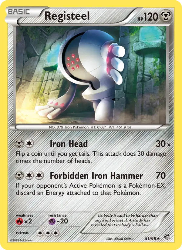 Registeel Rare Pokemon card #51 from Ancient Origins