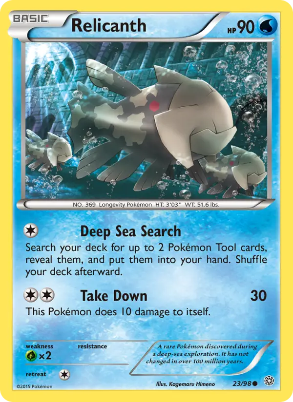 Relicanth Common Pokemon card #23 from Ancient Origins
