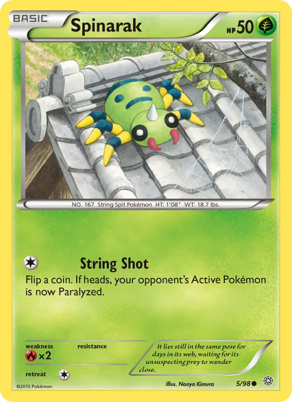 Spinarak Common Pokemon card #5 from Ancient Origins