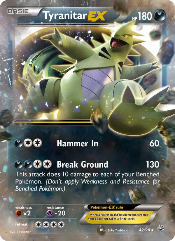 Tyranitar EX Ultra Rare Pokemon card #42 from Ancient Origins