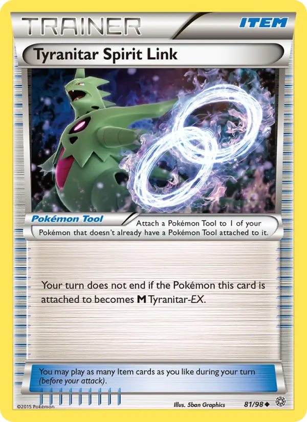 Tyranitar Spirit Link Uncommon Pokemon card #81 from Ancient Origins