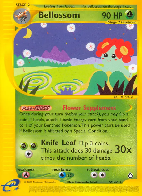 Bellossom Rare Pokemon card #5 from Aquapolis