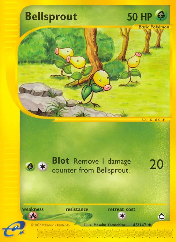 Bellsprout Uncommon Pokemon card #45 from Aquapolis