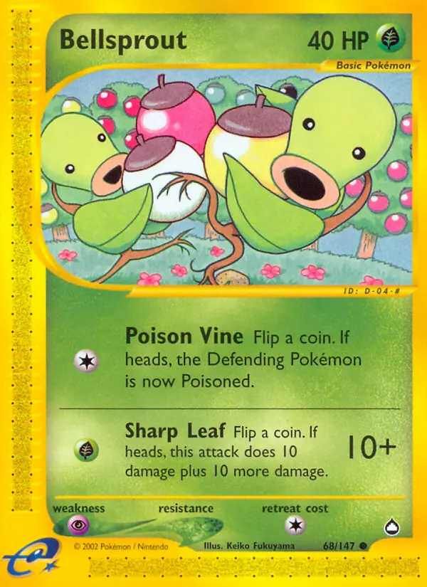 Bellsprout Common Pokemon card #68 from Aquapolis