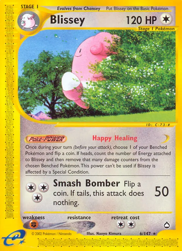 Blissey Rare Pokemon card #6 from Aquapolis