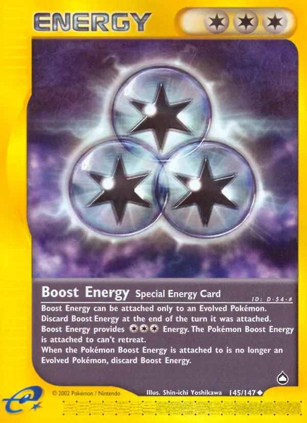 Boost Energy Uncommon Pokemon card #145 from Aquapolis