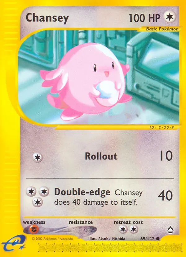 Chansey Common Pokemon card #69 from Aquapolis