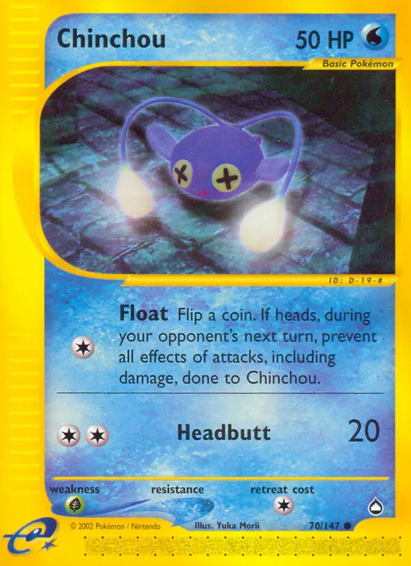 Chinchou Common Pokemon card #70 from Aquapolis