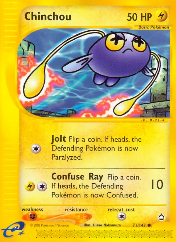 Chinchou Common Pokemon card #71 from Aquapolis