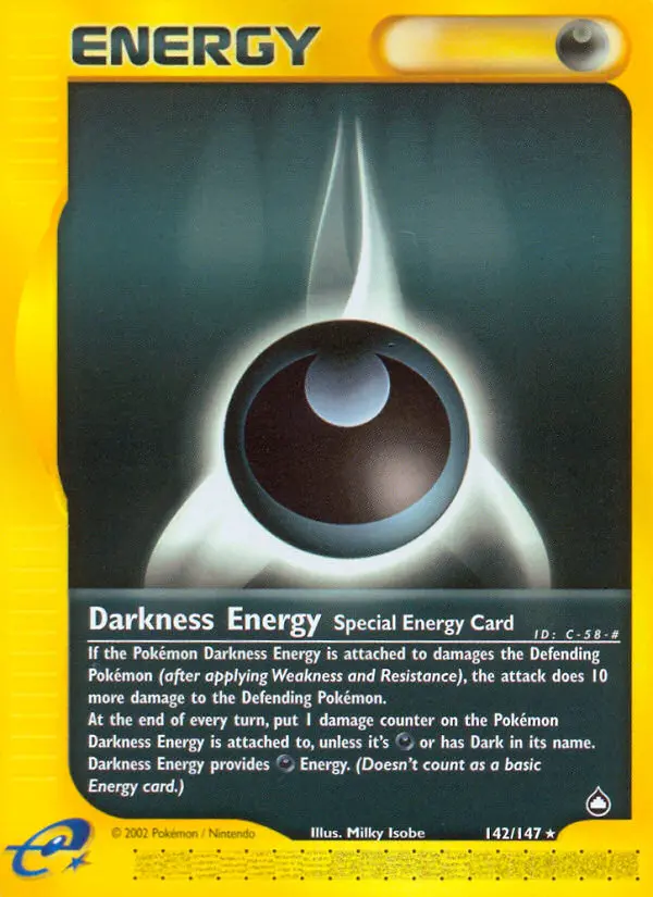 Darkness Energy Rare Pokemon card #142 from Aquapolis