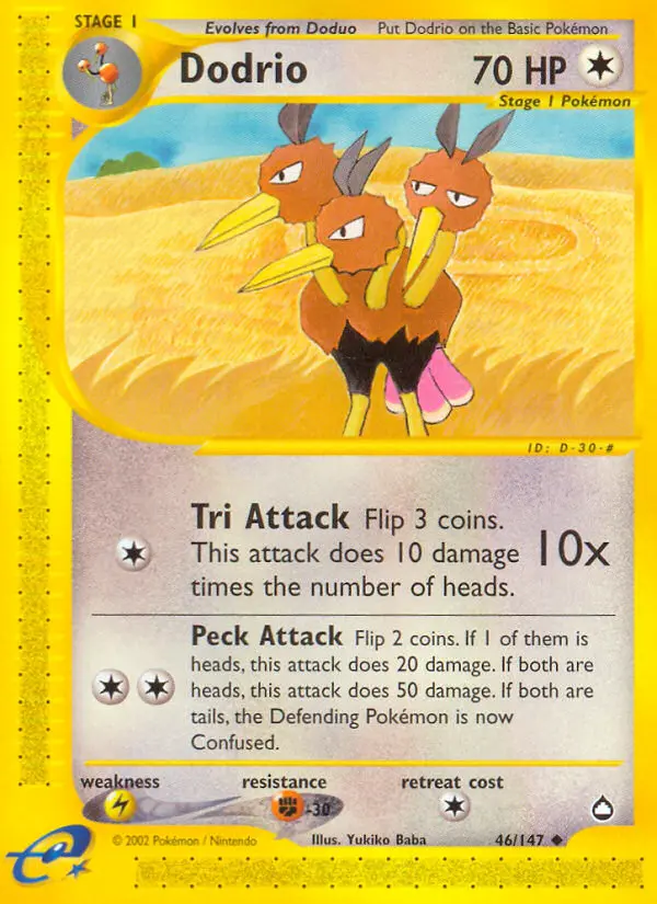 Dodrio Uncommon Pokemon card #46 from Aquapolis