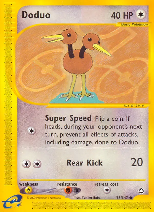 Doduo Common Pokemon card #73 from Aquapolis