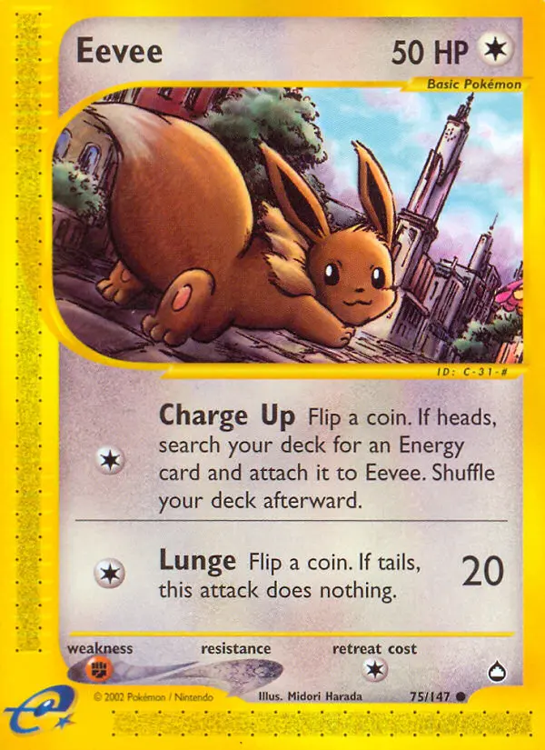 Eevee Common Pokemon card #75 from Aquapolis
